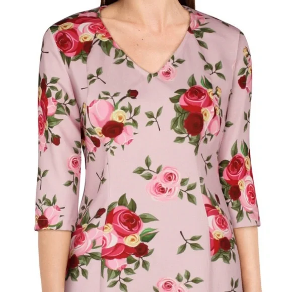 Vintage Rose Pencil Dress Pale Pink floral New - Picture 11 of 11